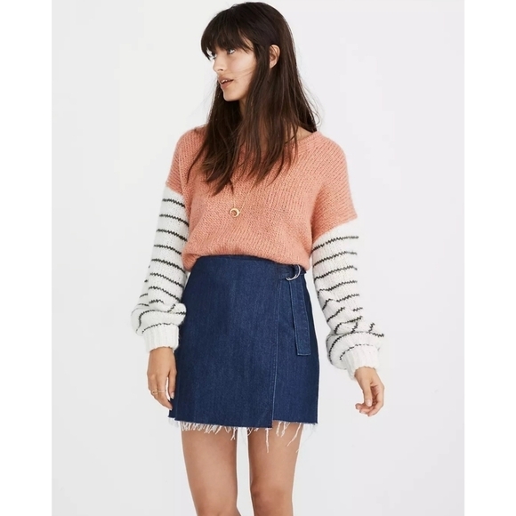 Madewell Dresses & Skirts - Madewell | Denim Raw Hem‎ Mini Wrap Skirt 8